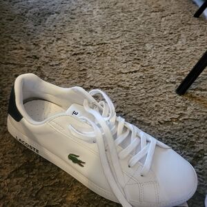 Lacoste White Sneakers with Green and Black Accents
